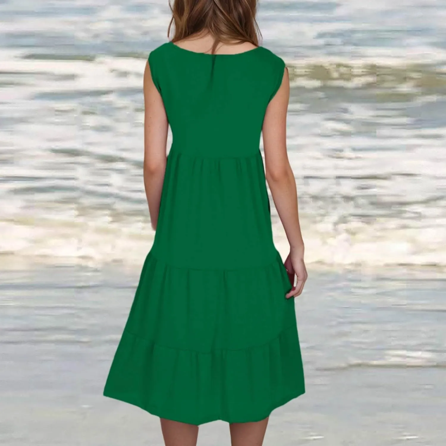 hlysgo Ladies Dresses Summer Plus Size Sleeveless Peplum Cover Up Dress Casual Loose Fit Beach Mini Sundress for Women