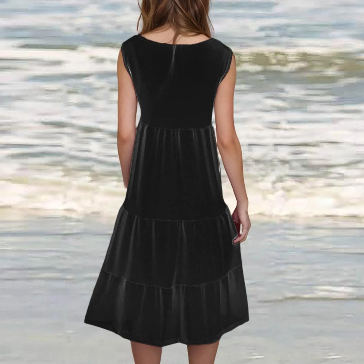 hlysgo Ladies Dresses Summer Plus Size Sleeveless Peplum Cover Up Dress Casual Loose Fit Beach Mini Sundress for Women