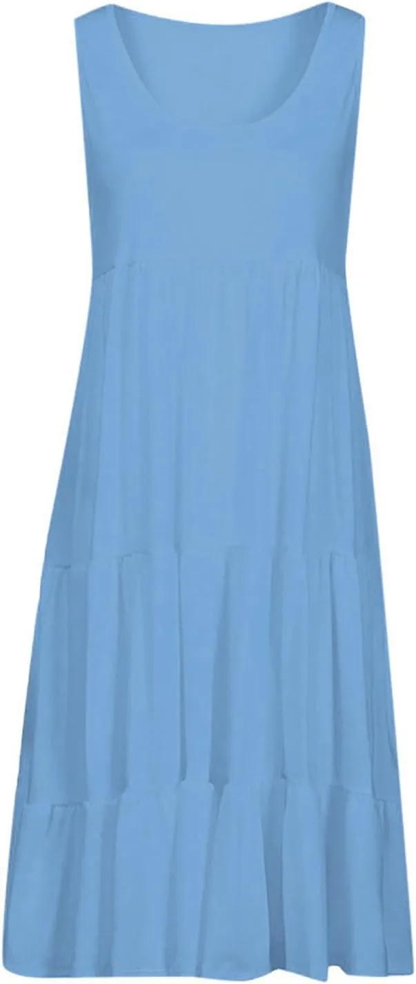 hlysgo Ladies Dresses Summer Plus Size Sleeveless Peplum Cover Up Dress Casual Loose Fit Beach Mini Sundress for Women