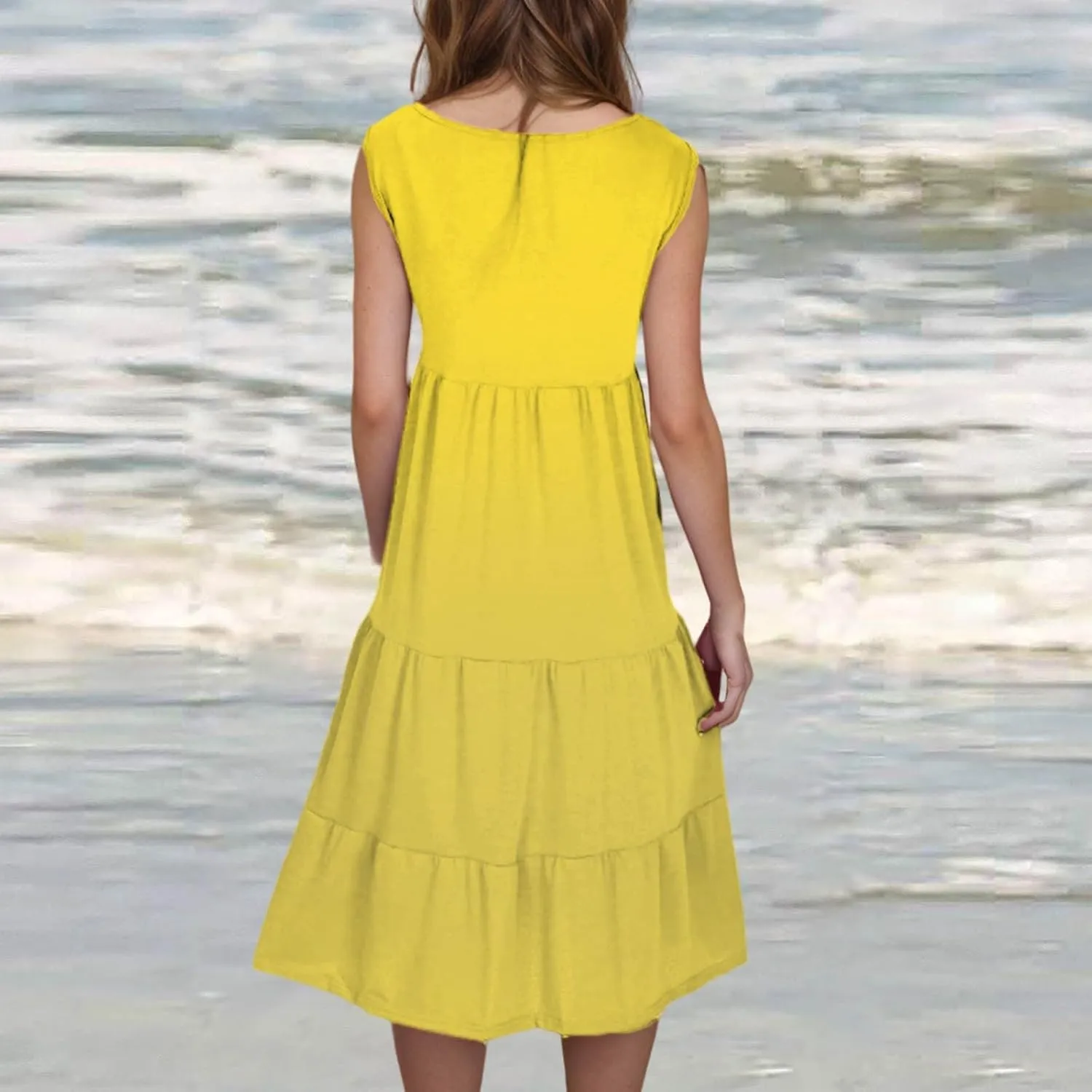 hlysgo Ladies Dresses Summer Plus Size Sleeveless Peplum Cover Up Dress Casual Loose Fit Beach Mini Sundress for Women