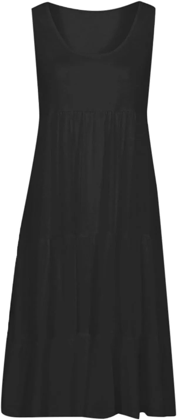 hlysgo Ladies Dresses Summer Plus Size Sleeveless Peplum Cover Up Dress Casual Loose Fit Beach Mini Sundress for Women