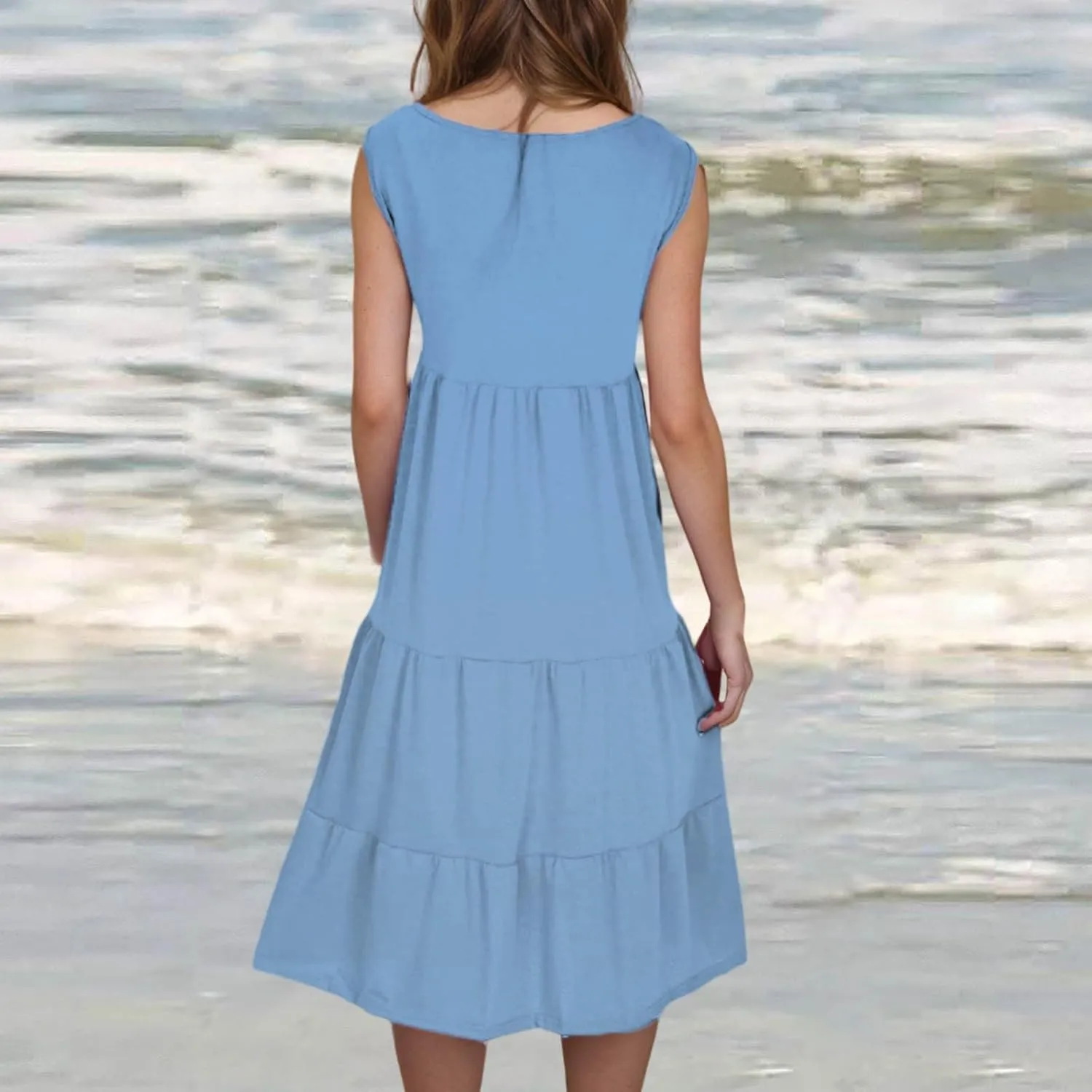hlysgo Ladies Dresses Summer Plus Size Sleeveless Peplum Cover Up Dress Casual Loose Fit Beach Mini Sundress for Women