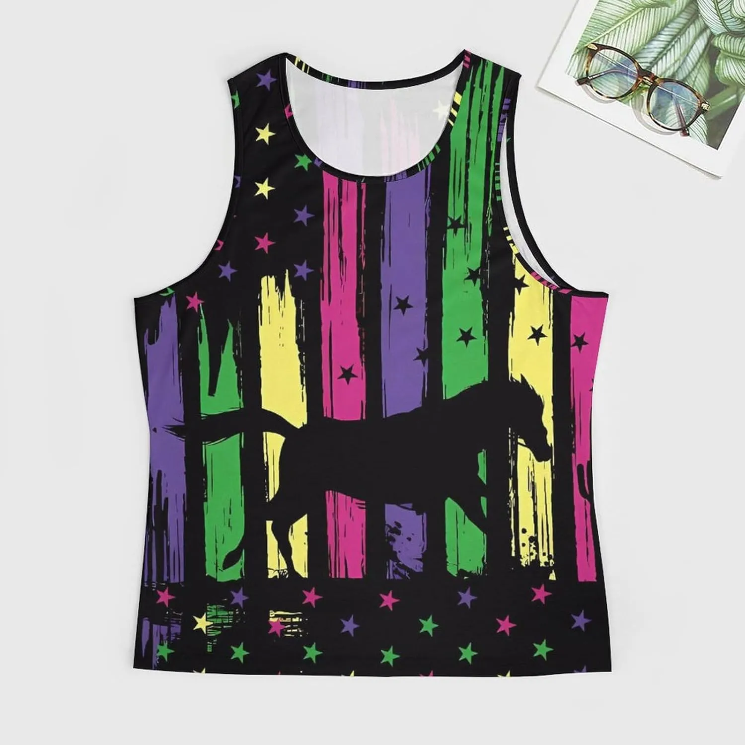 HOTYD American Flag Tank Tops Men Patriotic Tank Tops for Men 3D Print Summer Casual Quick Dry Sleeveless Muscle Shirts