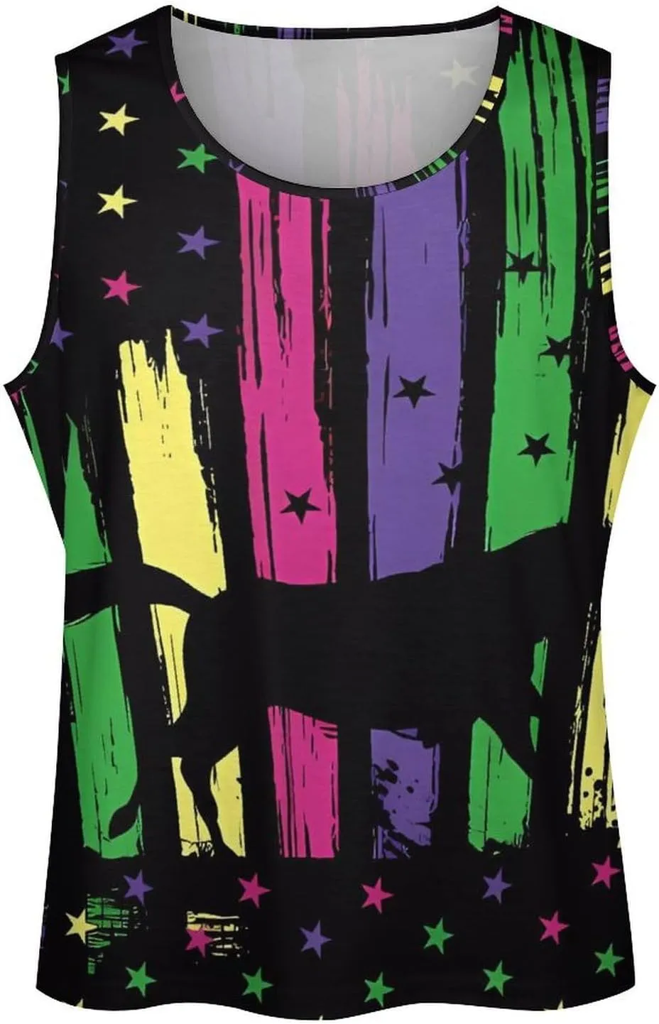 HOTYD American Flag Tank Tops Men Patriotic Tank Tops for Men 3D Print Summer Casual Quick Dry Sleeveless Muscle Shirts