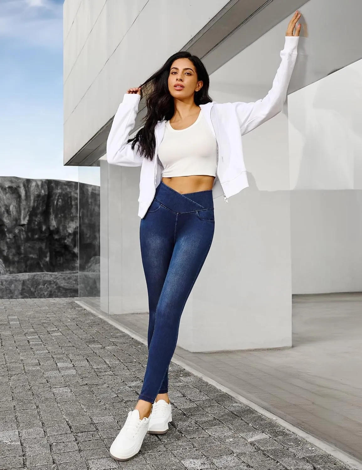 IUGA Stretchy High Waisted Jeans for Women Jeggings Tummy Control Skinny Jeans Work Pants with Pockets