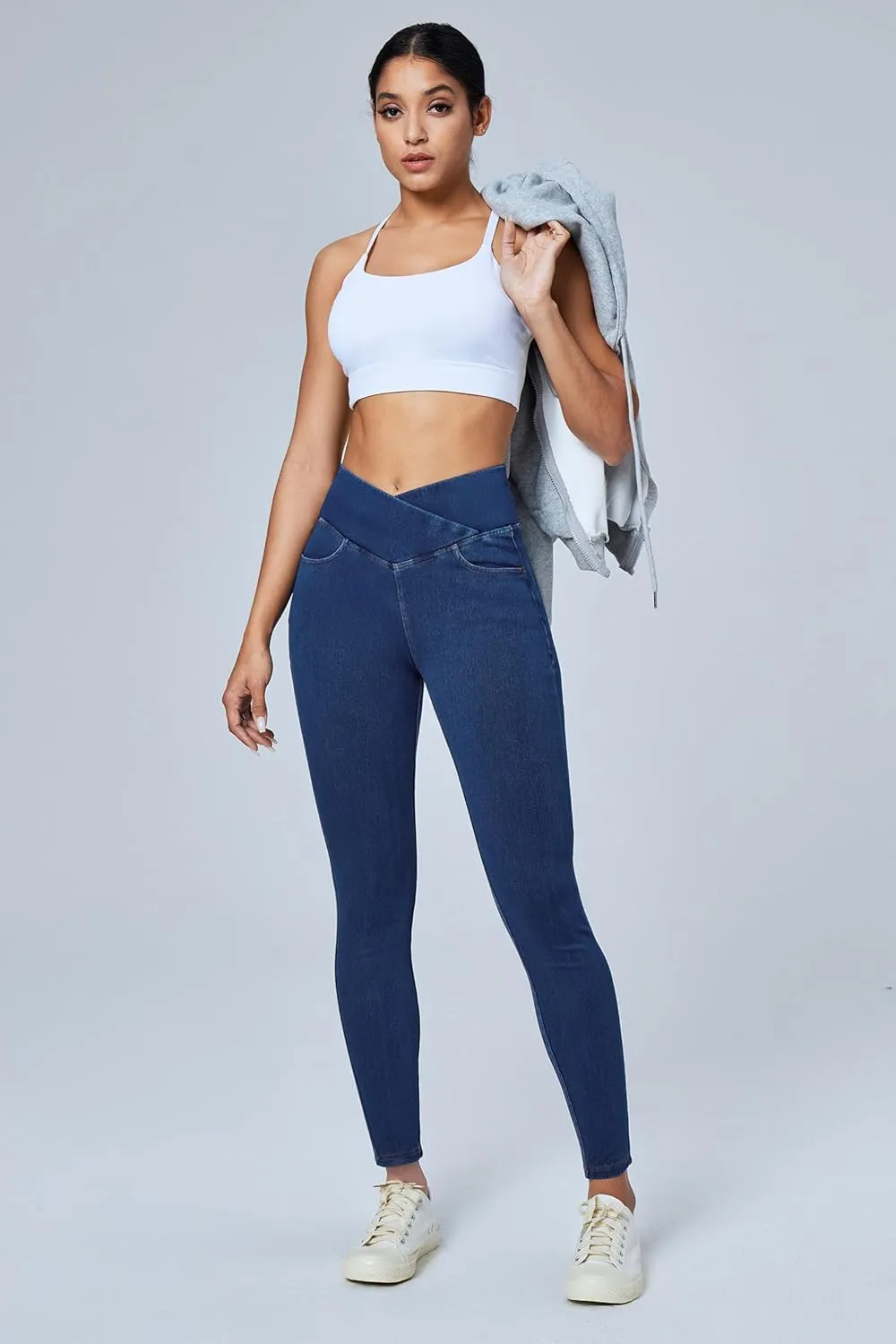 IUGA Stretchy High Waisted Jeans for Women Jeggings Tummy Control Skinny Jeans Work Pants with Pockets