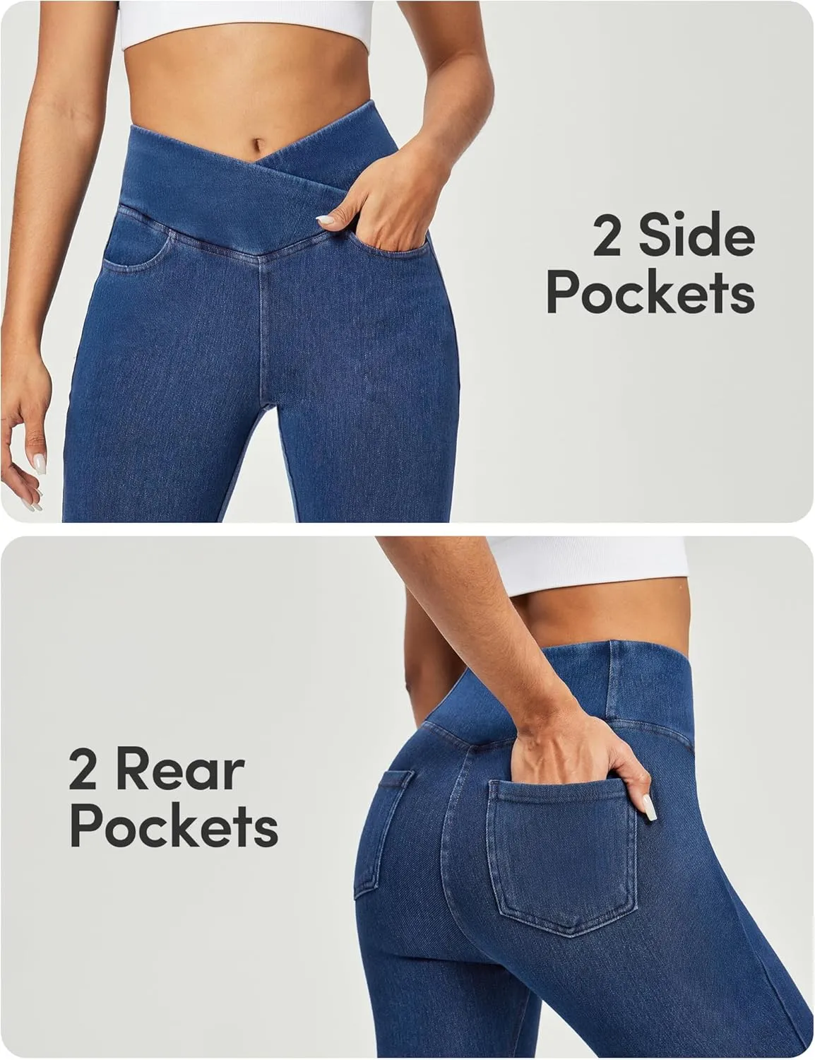 IUGA Stretchy High Waisted Jeans for Women Jeggings Tummy Control Skinny Jeans Work Pants with Pockets