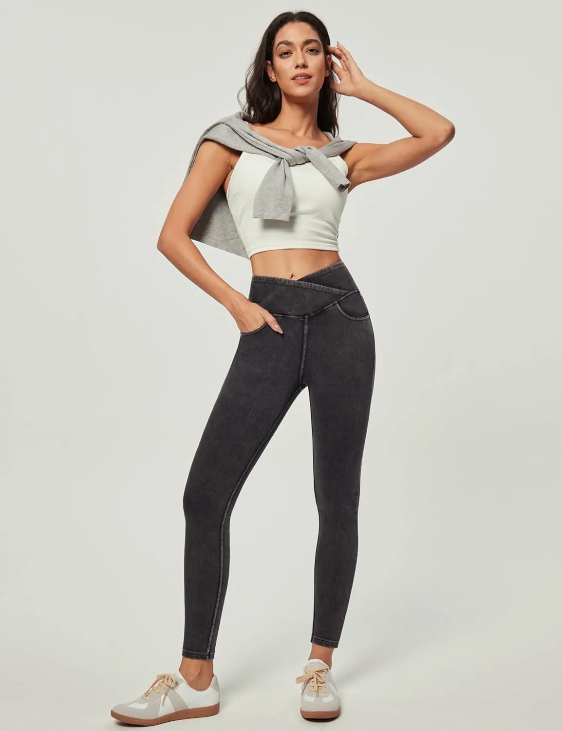 IUGA Stretchy High Waisted Jeans for Women Jeggings Tummy Control Skinny Jeans Work Pants with Pockets