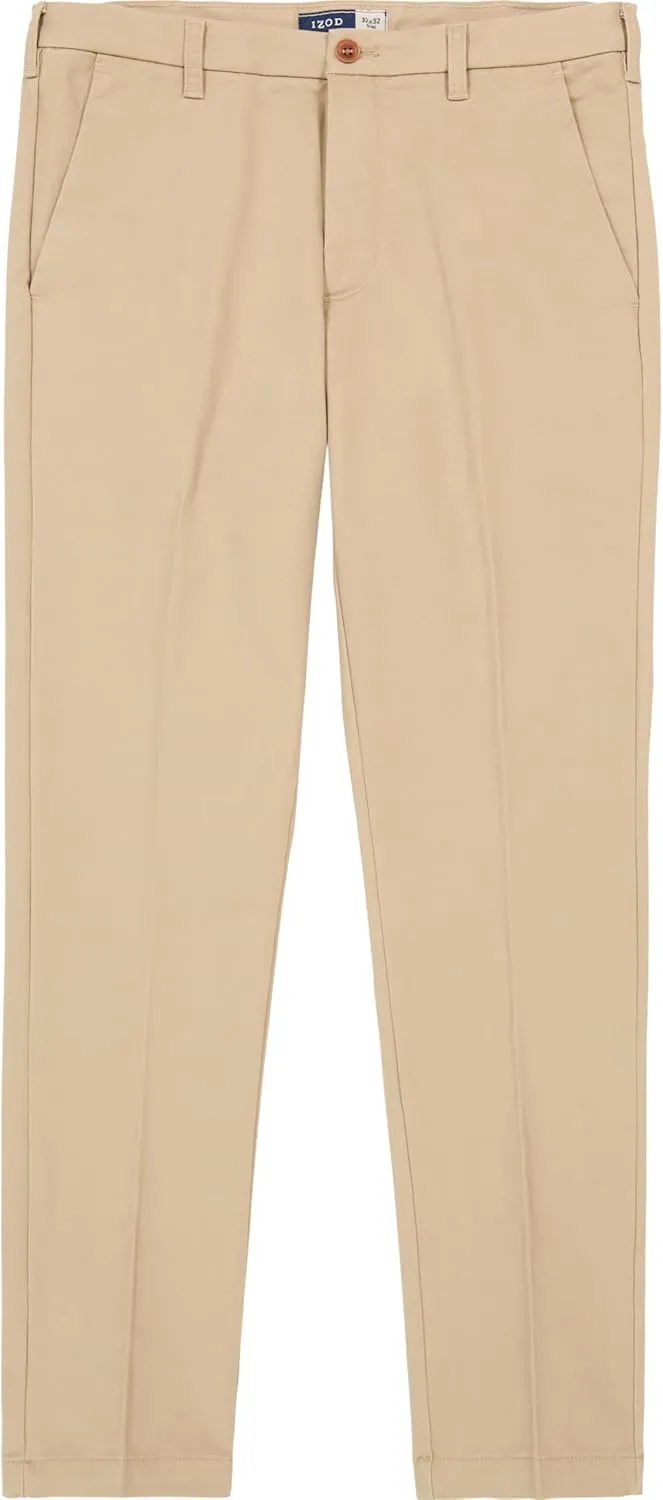 IZOD Men's Performance Stretch Slim Fit Flat Front Chino Pant