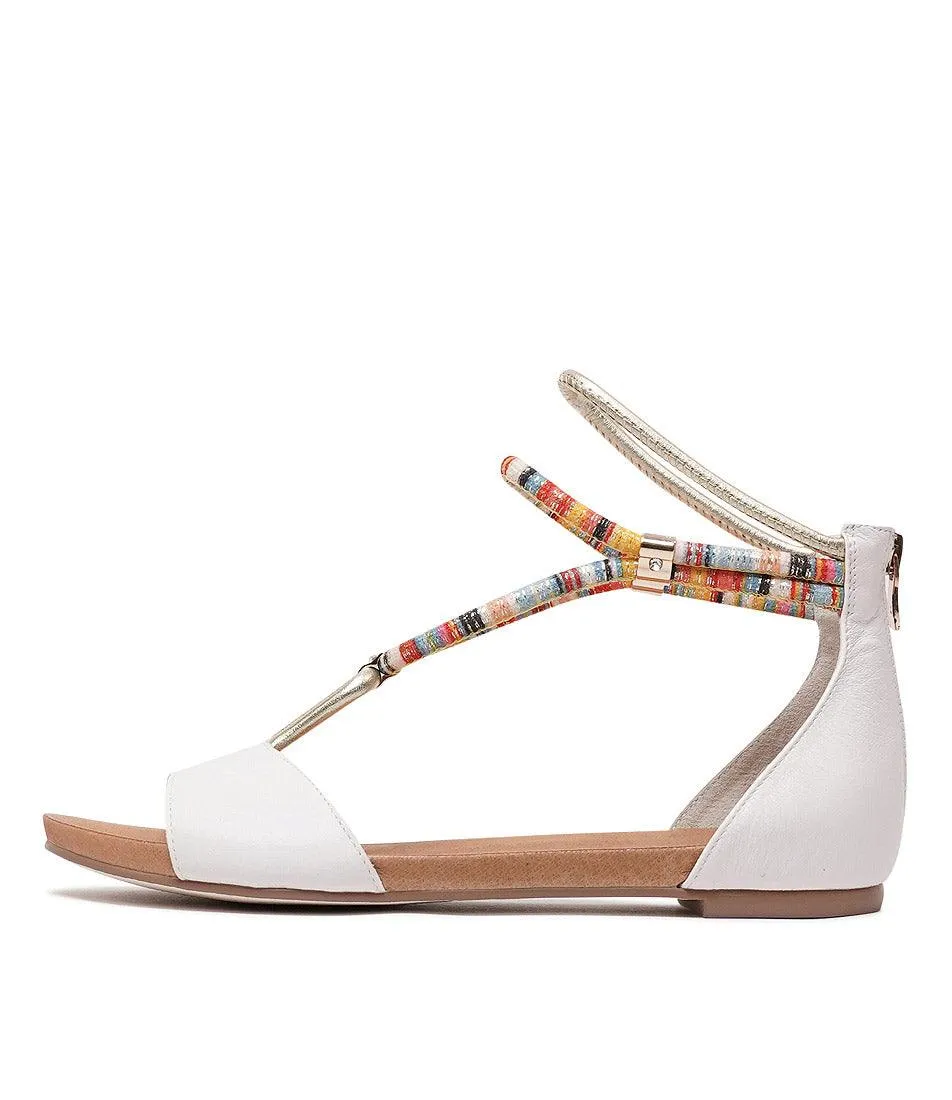 Jazmin White Multi Leather Sandals