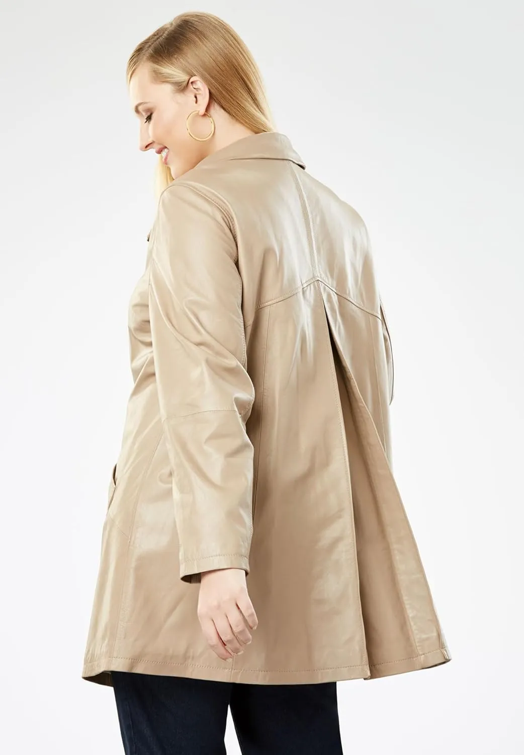 Jessica London Women's Plus Size A-Line Zip Front Leather Jacket