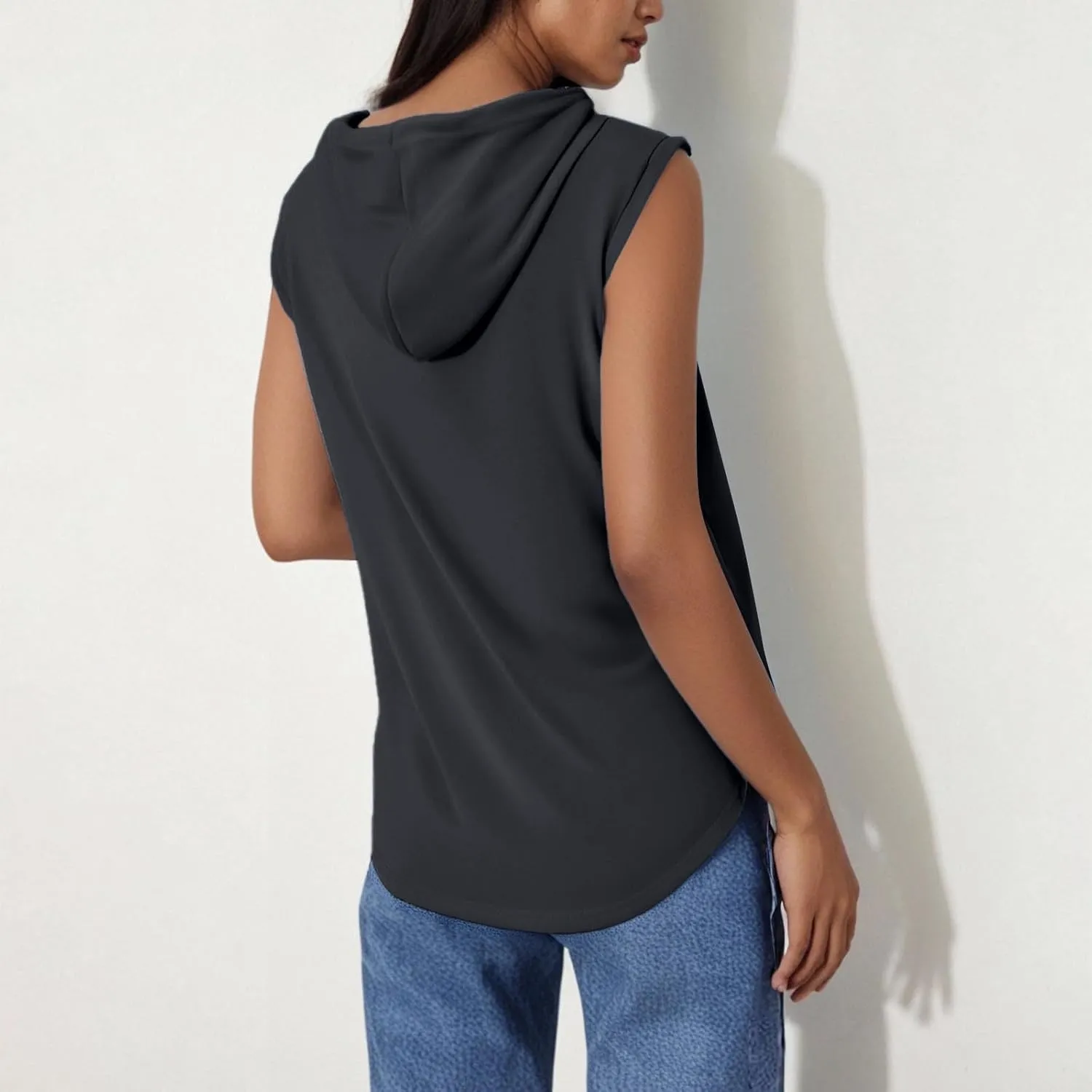 JOAU Women's Workout Hooded Tank Tops Casual Loose Fit Running Gym Sleeveless Hoodie Tee Shirts 2025 Summer Fashion
