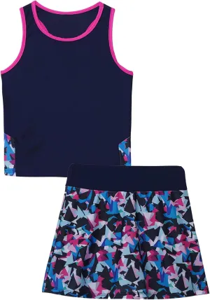 Kids Girls Tennis Golf Dress Outfits Sleeveless Tank Tops and A-Line Mini Skirt Skort Activewear Set