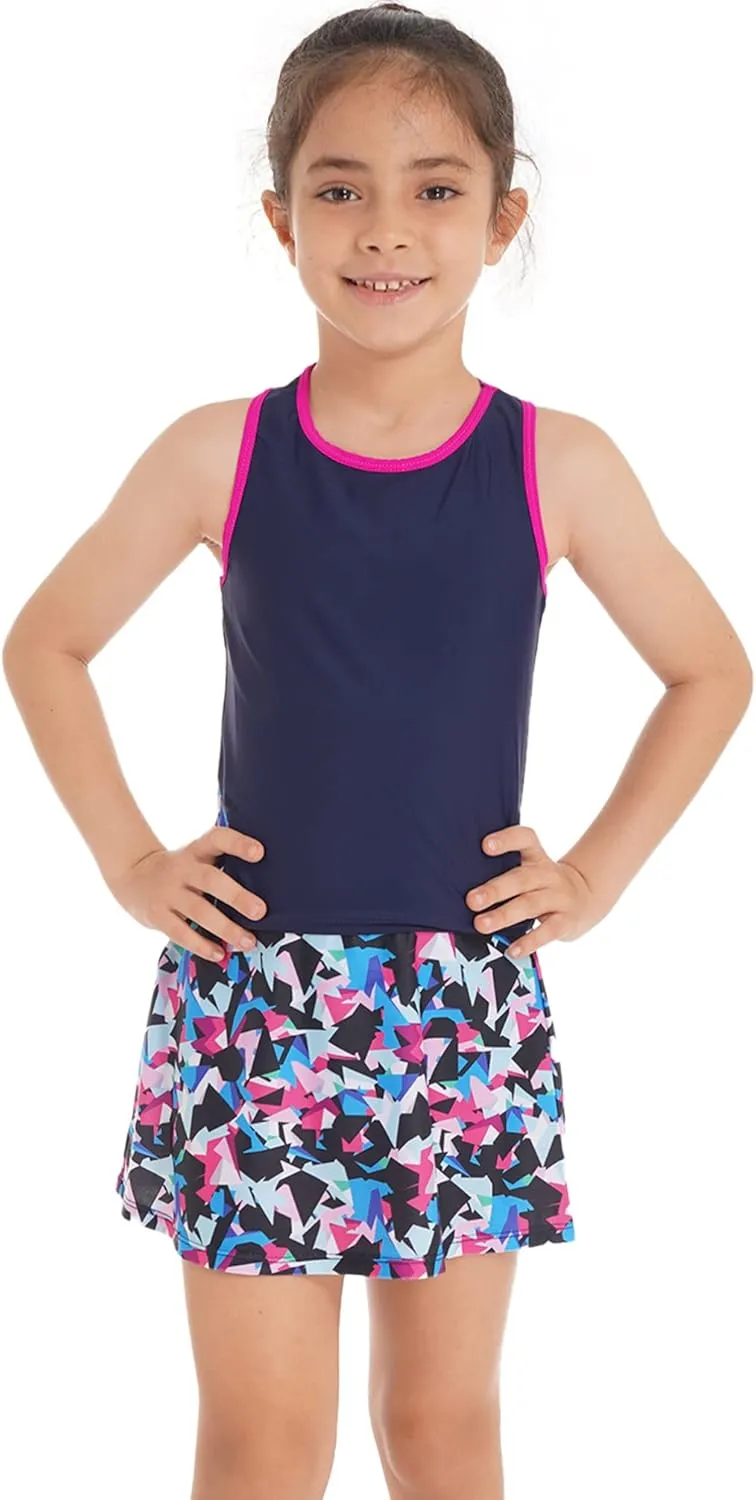 Kids Girls Tennis Golf Dress Outfits Sleeveless Tank Tops and A-Line Mini Skirt Skort Activewear Set