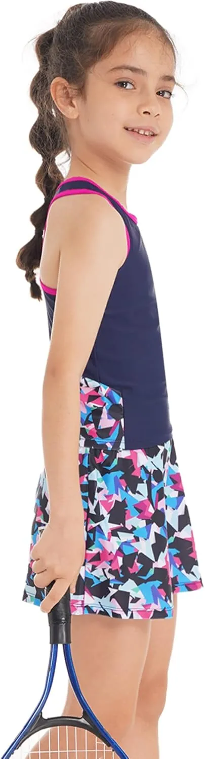 Kids Girls Tennis Golf Dress Outfits Sleeveless Tank Tops and A-Line Mini Skirt Skort Activewear Set
