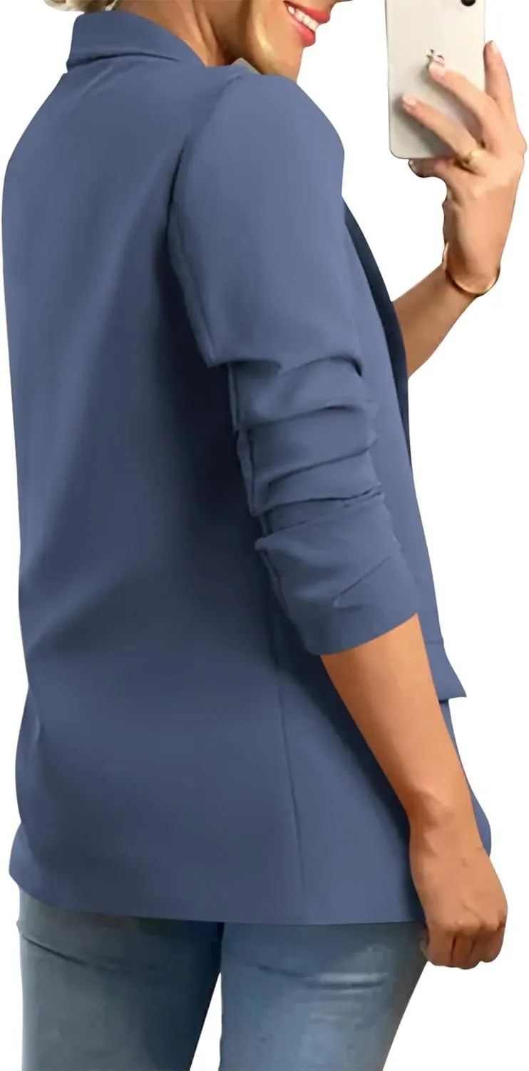 KIRUNDO Womens Blazer 2025 Spring Fall Bussiness Casual Long Sleeve Open Front Work Office Dressy Suit Jackets with Pockets
