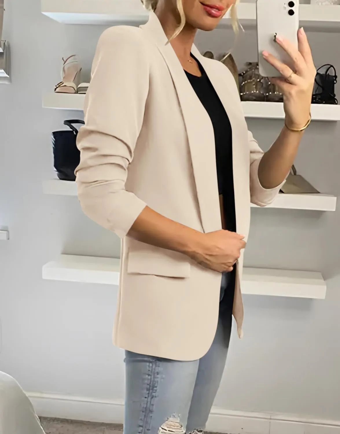KIRUNDO Womens Blazer 2025 Spring Fall Bussiness Casual Long Sleeve Open Front Work Office Dressy Suit Jackets with Pockets