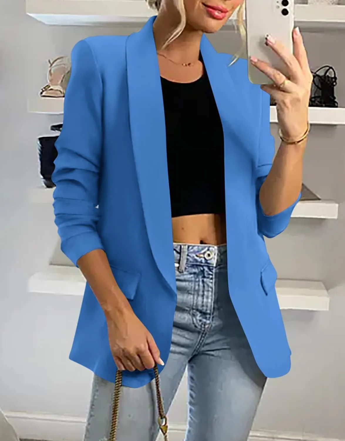 KIRUNDO Womens Blazer 2025 Spring Fall Bussiness Casual Long Sleeve Open Front Work Office Dressy Suit Jackets with Pockets
