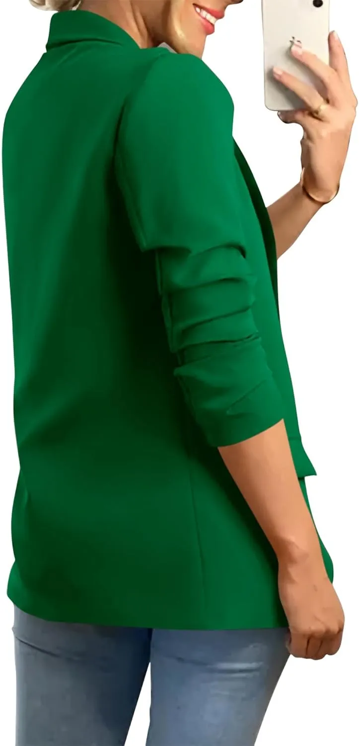 KIRUNDO Womens Blazer 2025 Spring Fall Bussiness Casual Long Sleeve Open Front Work Office Dressy Suit Jackets with Pockets