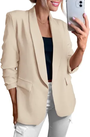 KIRUNDO Womens Blazer 2025 Spring Fall Bussiness Casual Long Sleeve Open Front Work Office Dressy Suit Jackets with Pockets