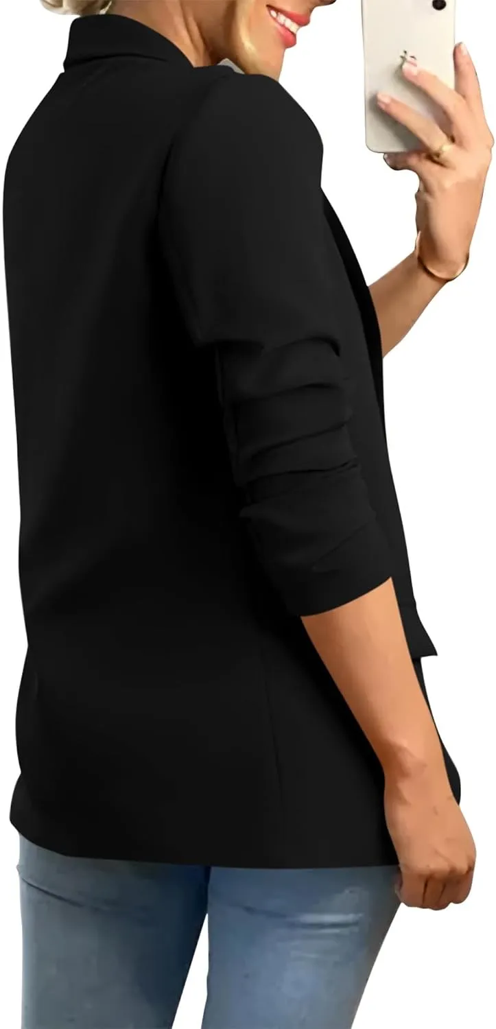 KIRUNDO Womens Blazer 2025 Spring Fall Bussiness Casual Long Sleeve Open Front Work Office Dressy Suit Jackets with Pockets