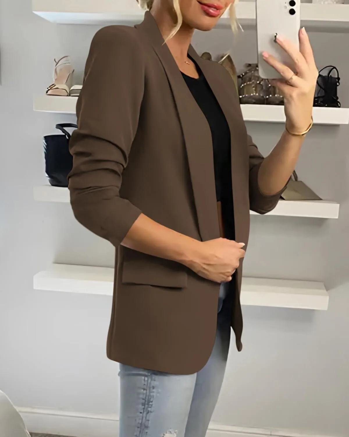 KIRUNDO Womens Blazer 2025 Spring Fall Bussiness Casual Long Sleeve Open Front Work Office Dressy Suit Jackets with Pockets