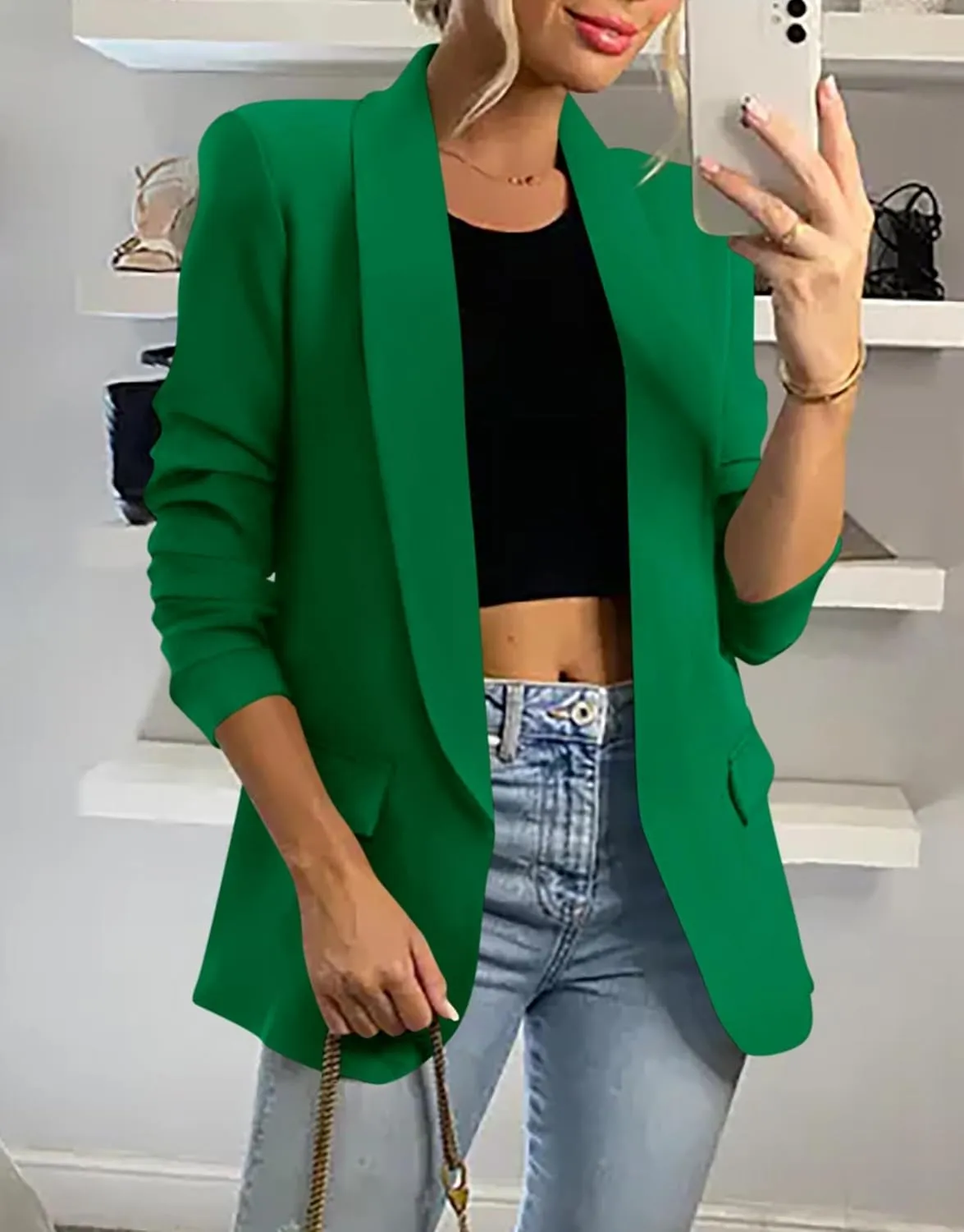 KIRUNDO Womens Blazer 2025 Spring Fall Bussiness Casual Long Sleeve Open Front Work Office Dressy Suit Jackets with Pockets