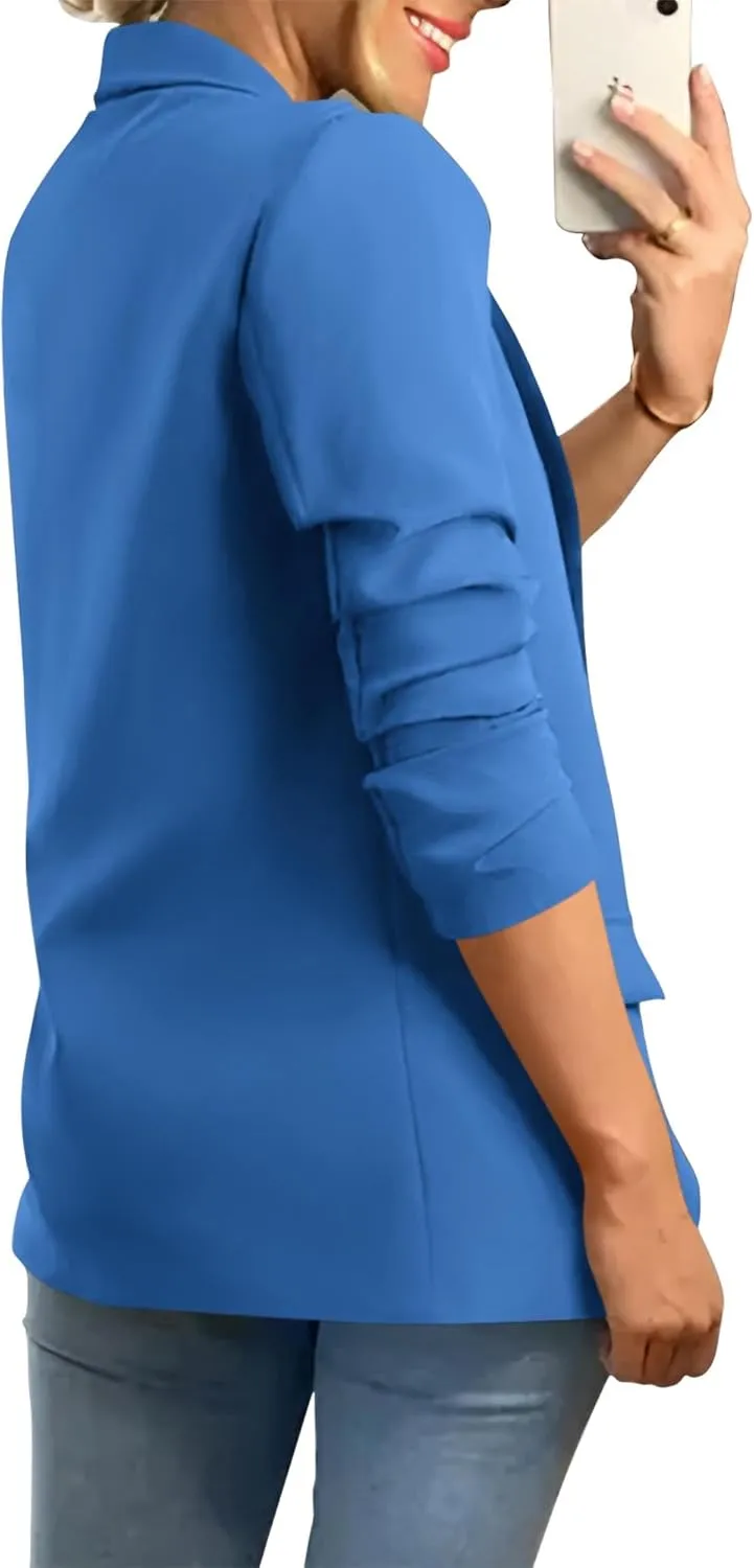 KIRUNDO Womens Blazer 2025 Spring Fall Bussiness Casual Long Sleeve Open Front Work Office Dressy Suit Jackets with Pockets