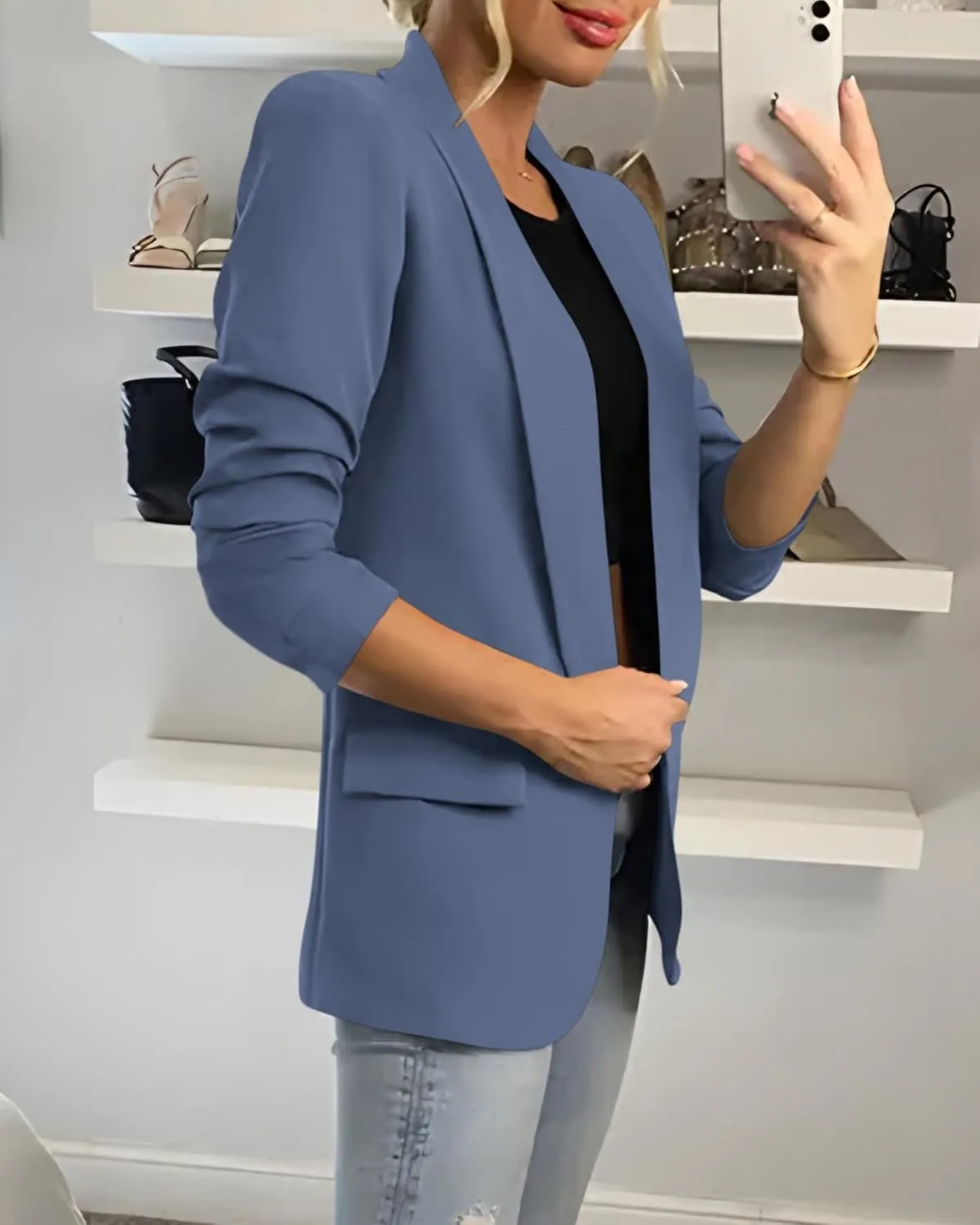KIRUNDO Womens Blazer 2025 Spring Fall Bussiness Casual Long Sleeve Open Front Work Office Dressy Suit Jackets with Pockets