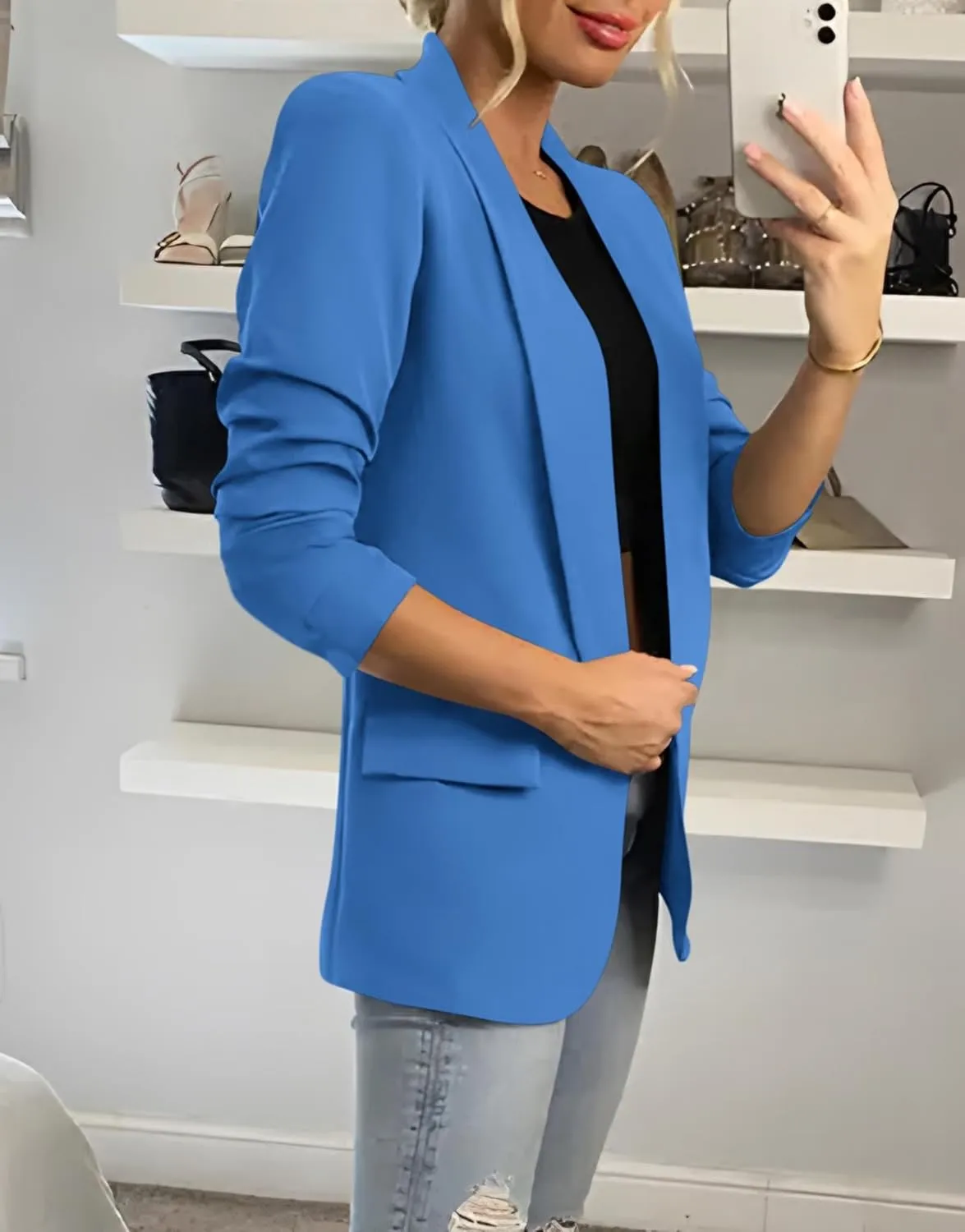 KIRUNDO Womens Blazer 2025 Spring Fall Bussiness Casual Long Sleeve Open Front Work Office Dressy Suit Jackets with Pockets