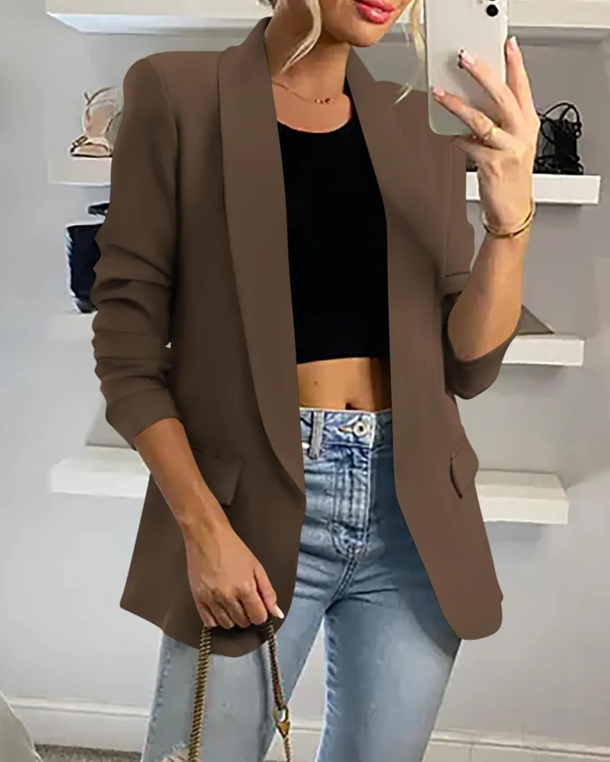 KIRUNDO Womens Blazer 2025 Spring Fall Bussiness Casual Long Sleeve Open Front Work Office Dressy Suit Jackets with Pockets