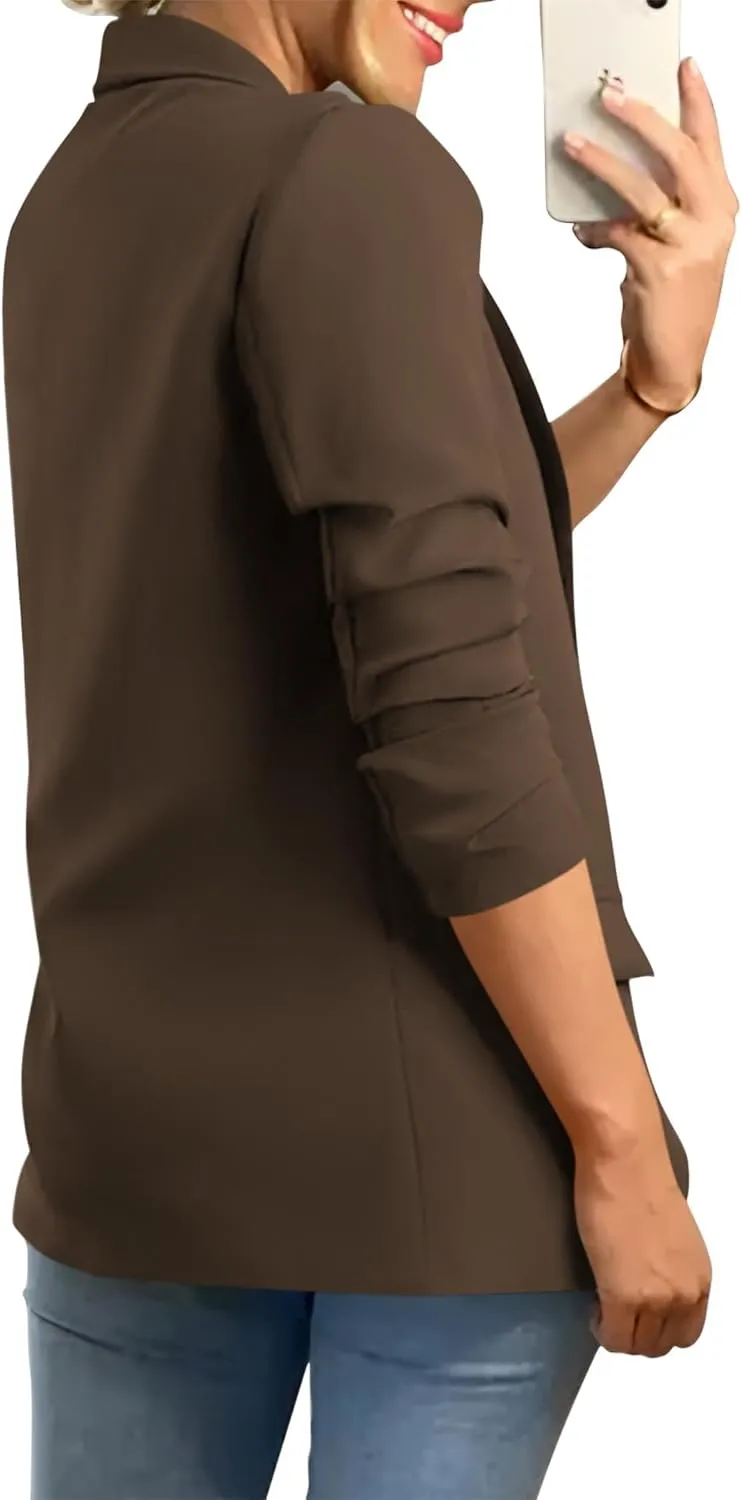 KIRUNDO Womens Blazer 2025 Spring Fall Bussiness Casual Long Sleeve Open Front Work Office Dressy Suit Jackets with Pockets
