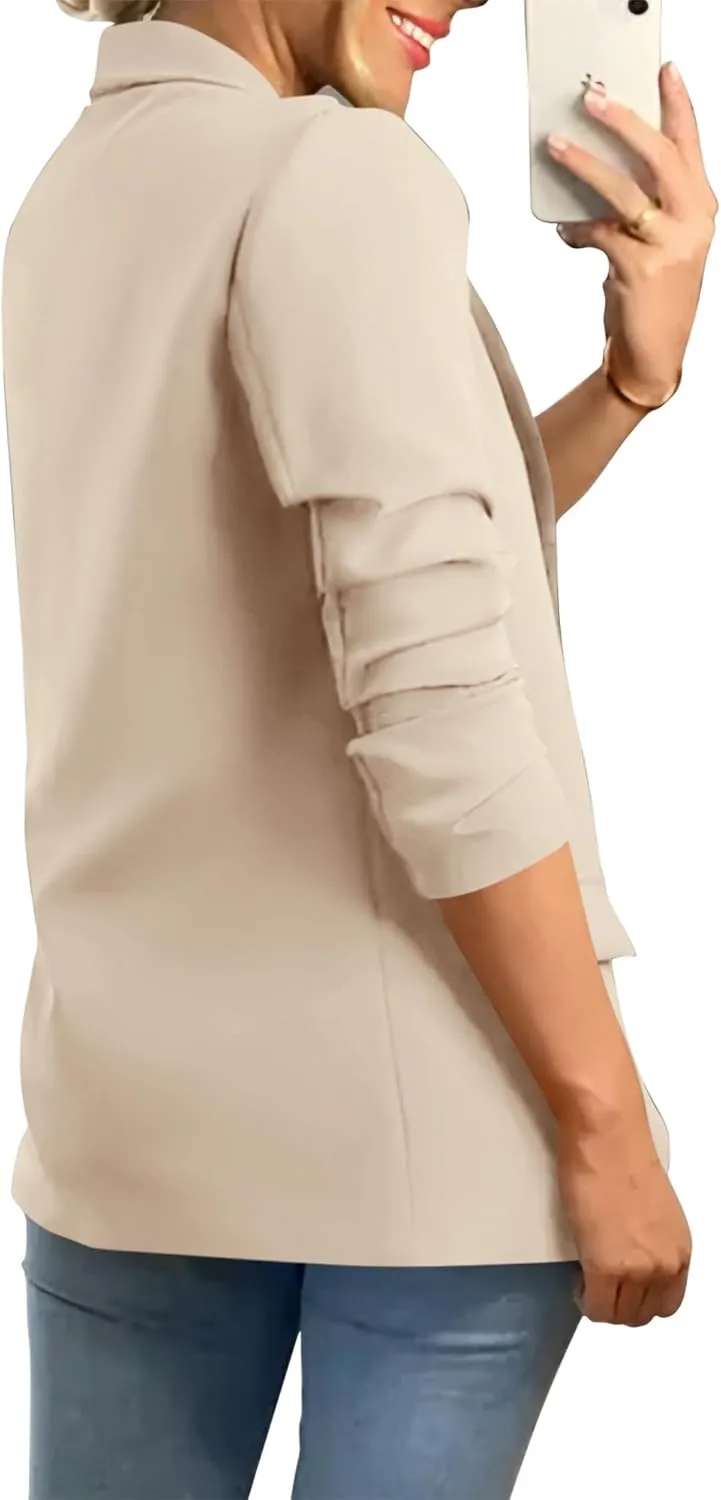 KIRUNDO Womens Blazer 2025 Spring Fall Bussiness Casual Long Sleeve Open Front Work Office Dressy Suit Jackets with Pockets