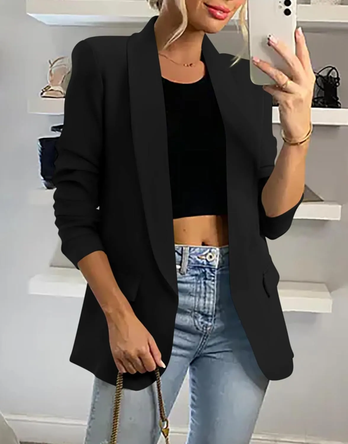 KIRUNDO Womens Blazer 2025 Spring Fall Bussiness Casual Long Sleeve Open Front Work Office Dressy Suit Jackets with Pockets
