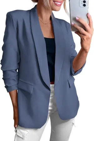 KIRUNDO Womens Blazer 2025 Spring Fall Bussiness Casual Long Sleeve Open Front Work Office Dressy Suit Jackets with Pockets