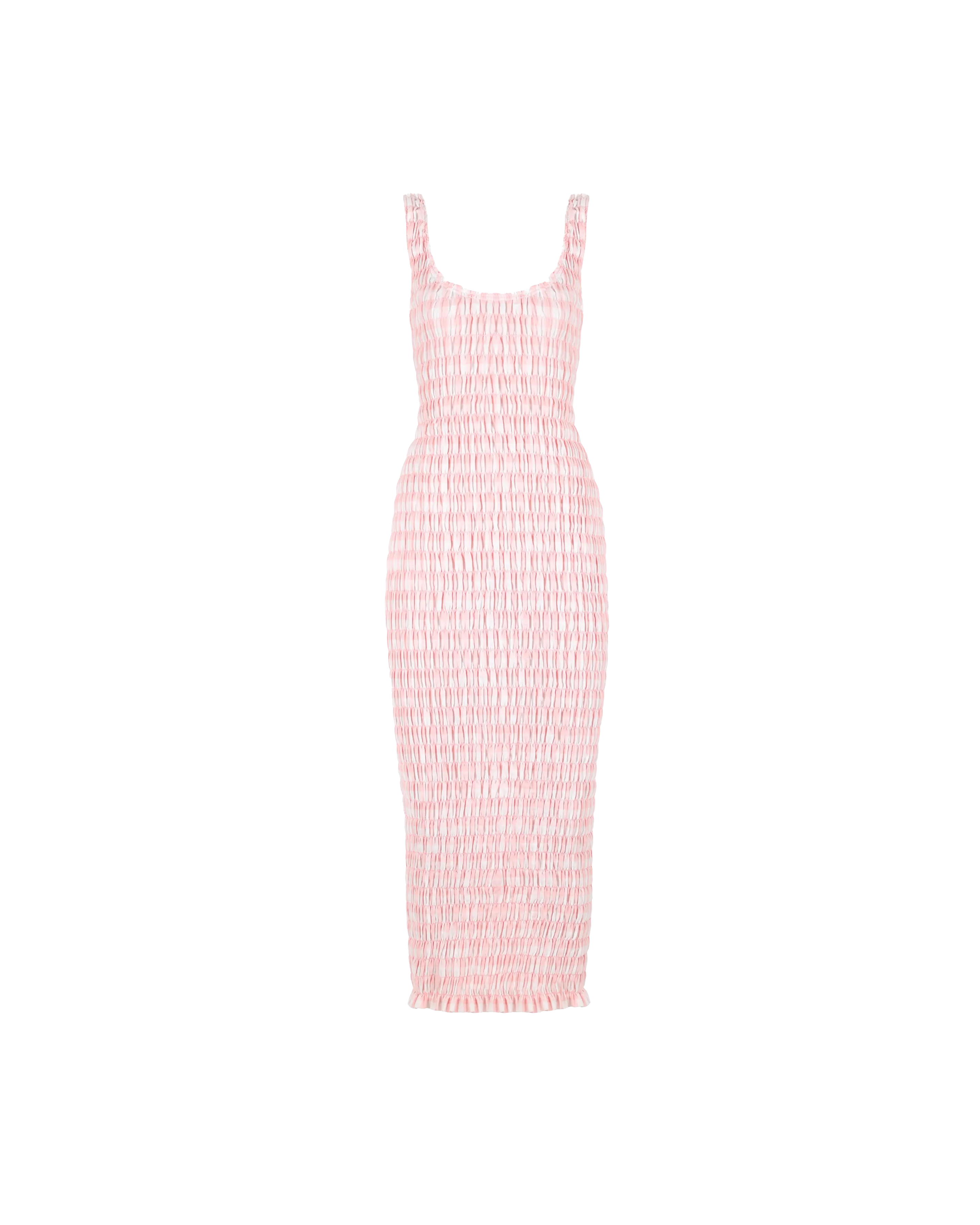 KLEIN GINGHAM MIDI DRESS PINK GINGHAM
