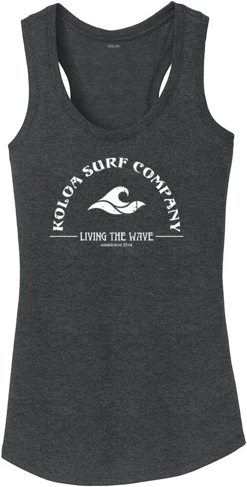 Koloa Surf Ladies Living The Wave Racerback Tank Tops in Sizes XS-4XL