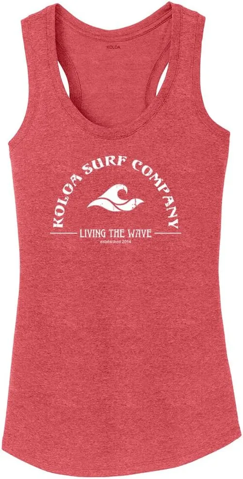 Koloa Surf Ladies Living The Wave Racerback Tank Tops in Sizes XS-4XL