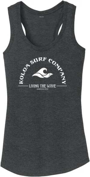 Koloa Surf Ladies Living The Wave Racerback Tank Tops in Sizes XS-4XL