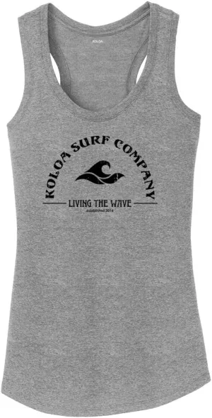 Koloa Surf Ladies Living The Wave Racerback Tank Tops in Sizes XS-4XL