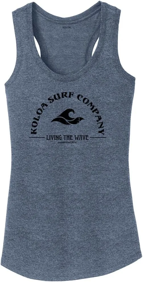 Koloa Surf Ladies Living The Wave Racerback Tank Tops in Sizes XS-4XL