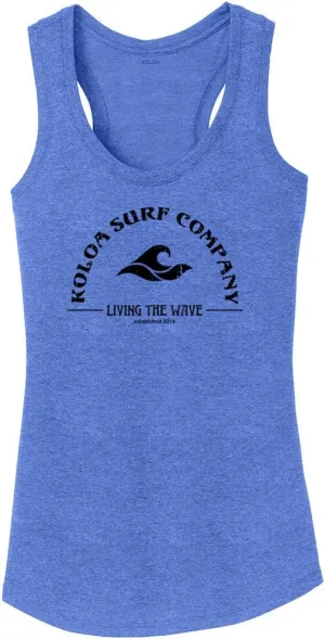 Koloa Surf Ladies Living The Wave Racerback Tank Tops in Sizes XS-4XL