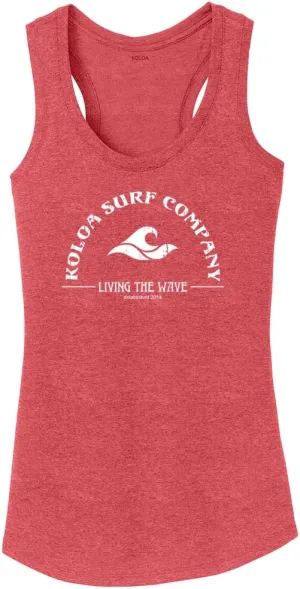 Koloa Surf Ladies Living The Wave Racerback Tank Tops in Sizes XS-4XL