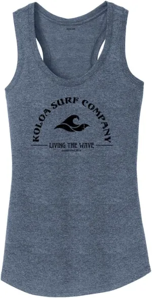 Koloa Surf Ladies Living The Wave Racerback Tank Tops in Sizes XS-4XL