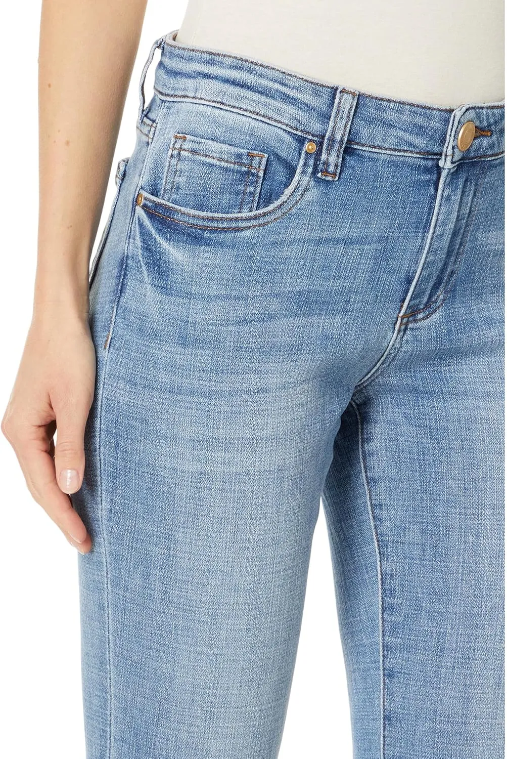 KUT from the Kloth Amy Crop Straight Leg- Roll-Up Fray in Gained - Jeans for Women - Cotton-Blend Fabrication