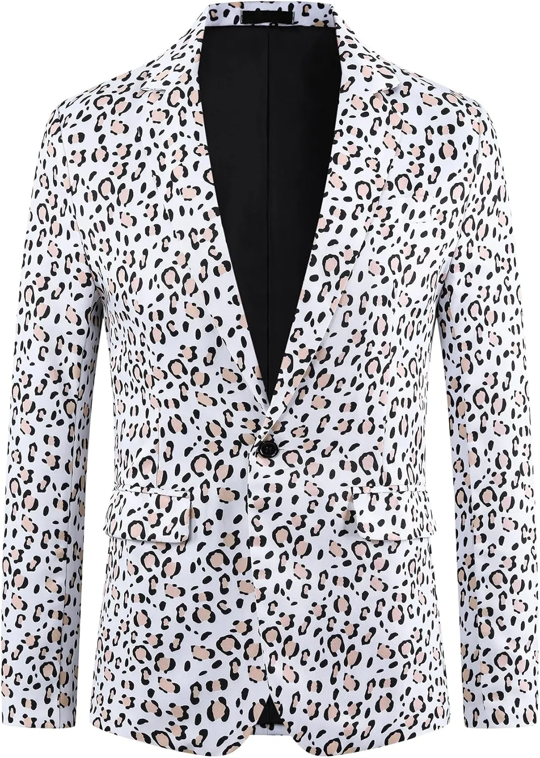 Lars Amadeus Animal Printed Blazers for Men's Peak Lapel One Button Slim Fit Party Tuxedo Sports Coats