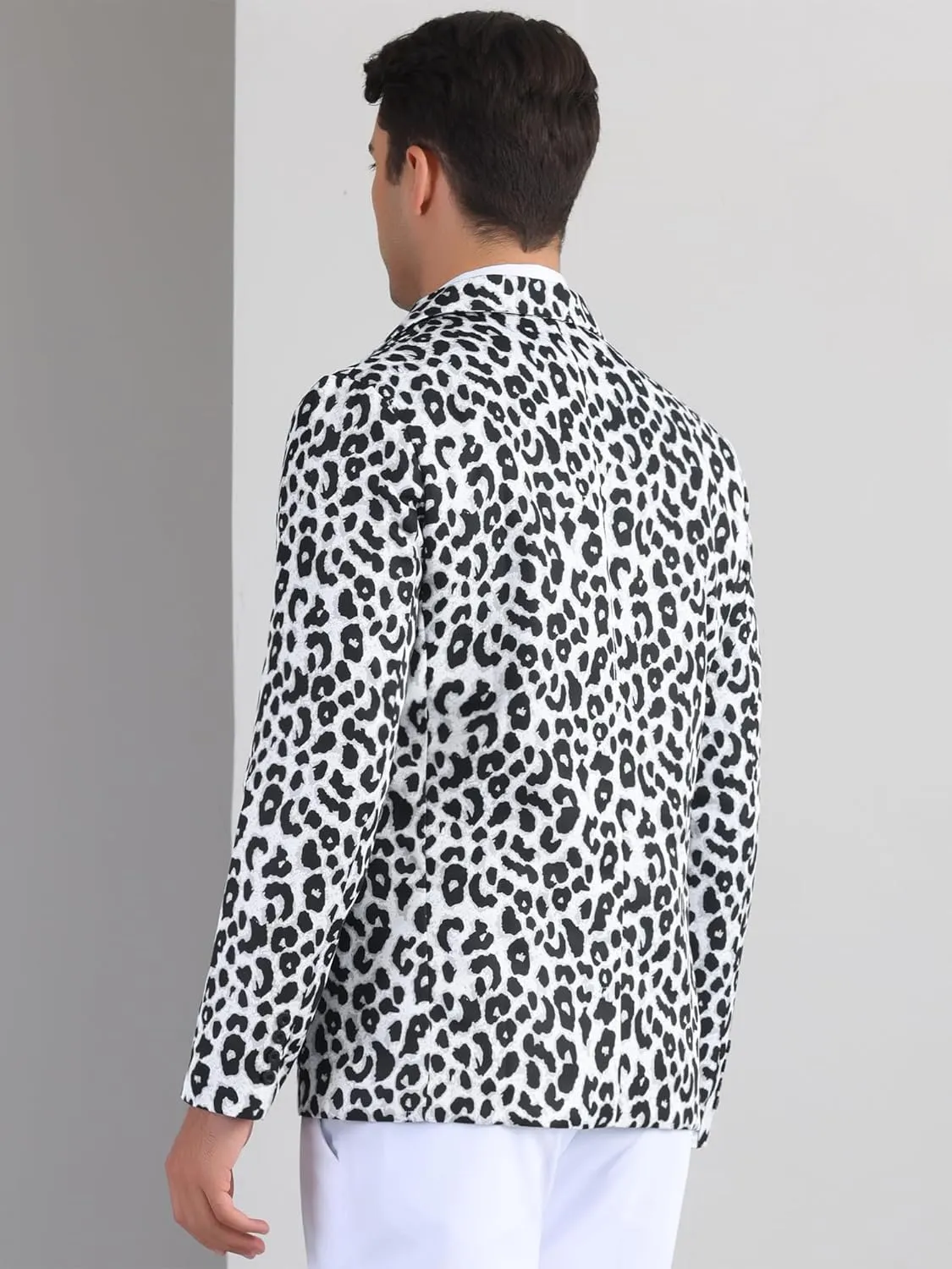 Lars Amadeus Animal Printed Blazers for Men's Peak Lapel One Button Slim Fit Party Tuxedo Sports Coats