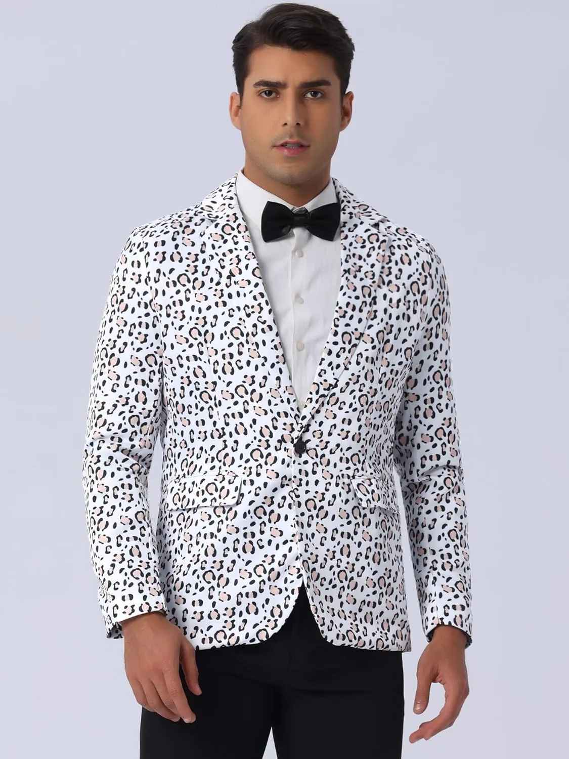 Lars Amadeus Animal Printed Blazers for Men's Peak Lapel One Button Slim Fit Party Tuxedo Sports Coats
