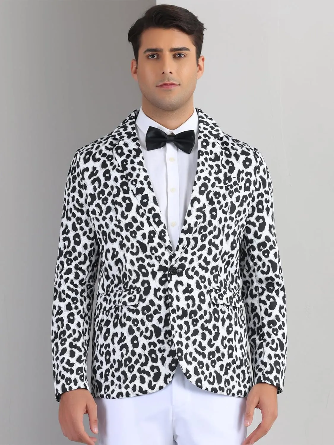Lars Amadeus Animal Printed Blazers for Men's Peak Lapel One Button Slim Fit Party Tuxedo Sports Coats