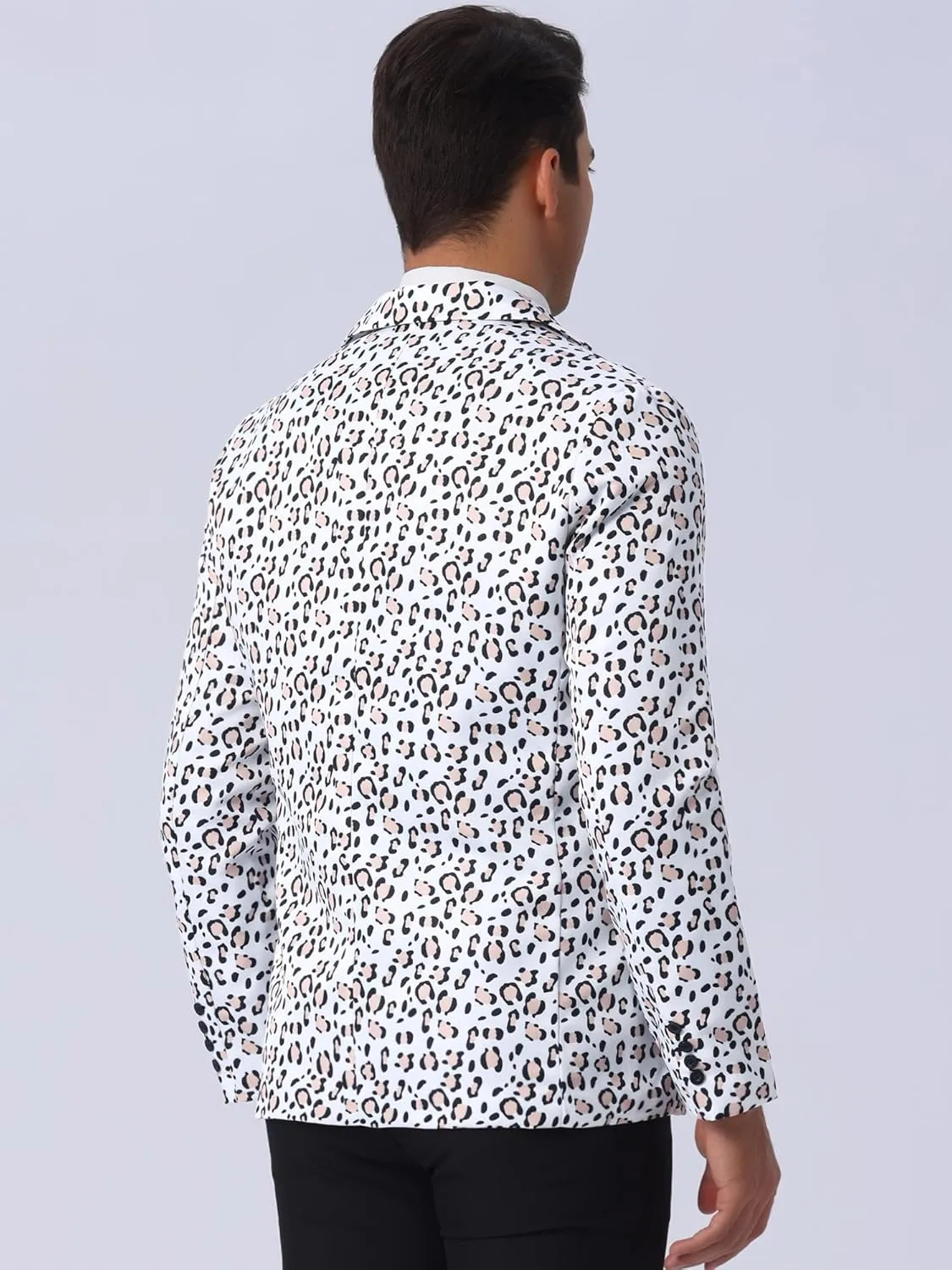 Lars Amadeus Animal Printed Blazers for Men's Peak Lapel One Button Slim Fit Party Tuxedo Sports Coats